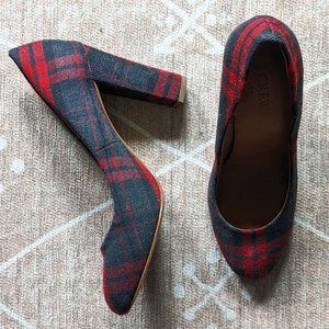 J.Crew Factory Etta Plaid Wool Chunky Heels